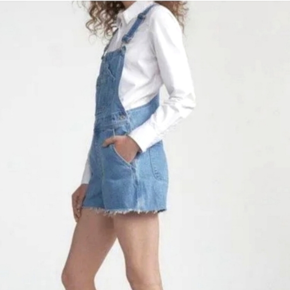 Rag & Bone Light Wash Denim Blue Dungarees Short Overalls/ Jumper L ($295) NWT - Picture 13 of 16